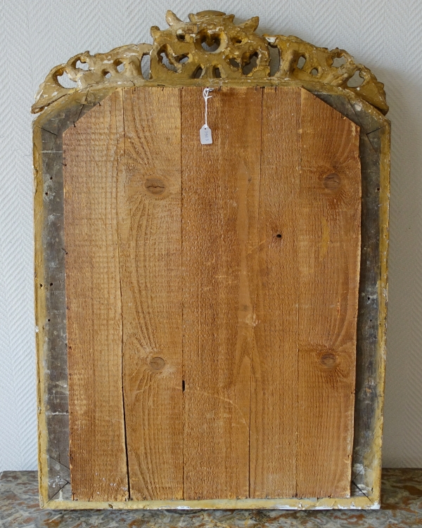 Miroir en bois doré d'époque Régence Louis XV - dorure à la feuille d'or - 97cm x 67,5cm