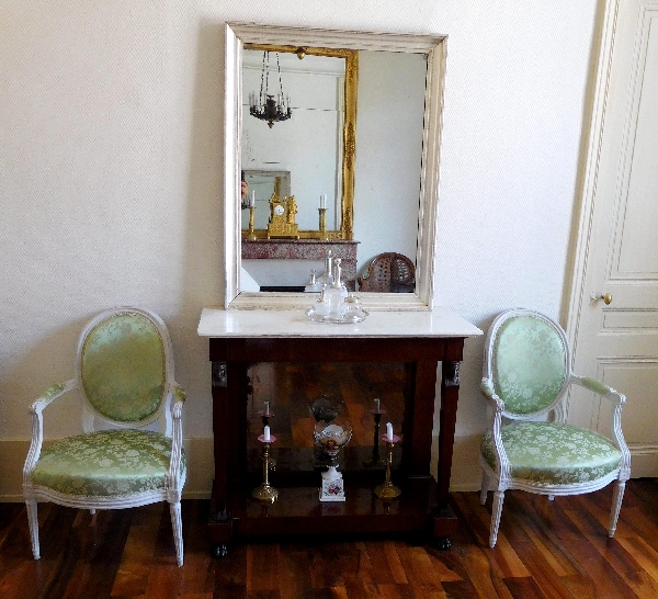 Large mercury glass mirror, silver leaf frame - 112cm x 88cm
