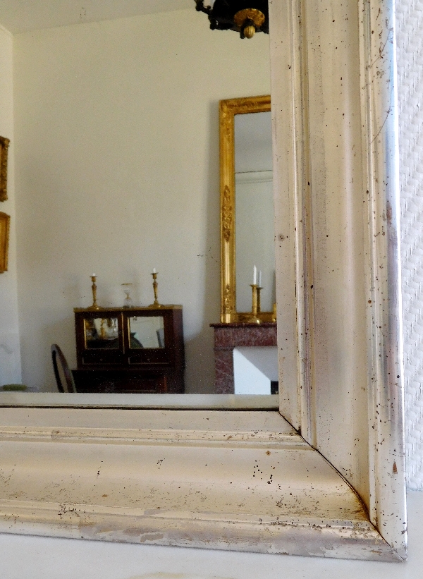 Large mercury glass mirror, silver leaf frame - 112cm x 88cm