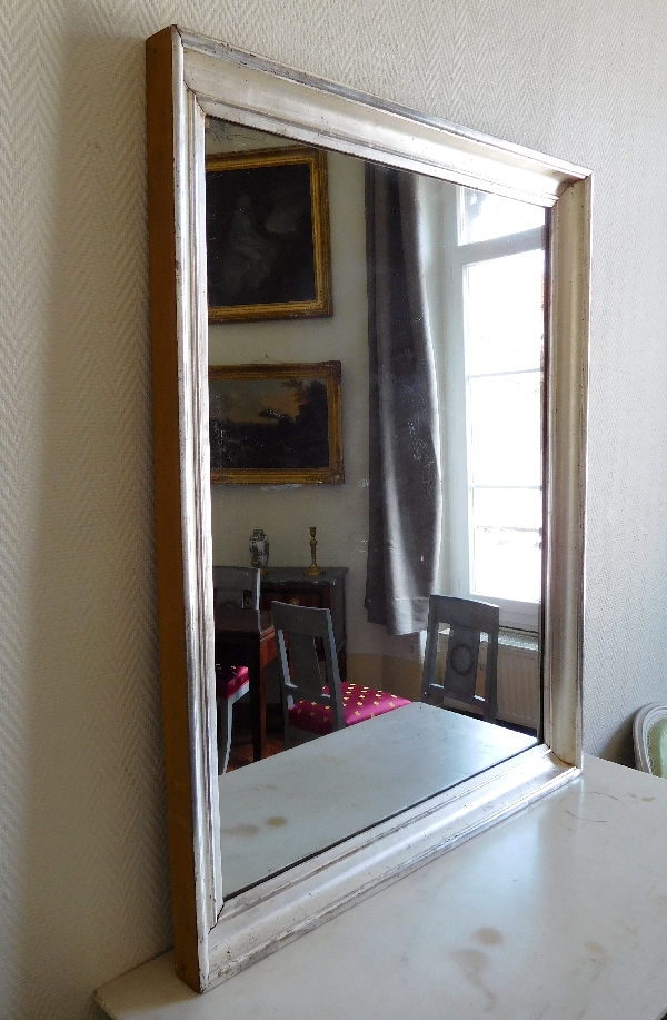 Large mercury glass mirror, silver leaf frame - 112cm x 88cm