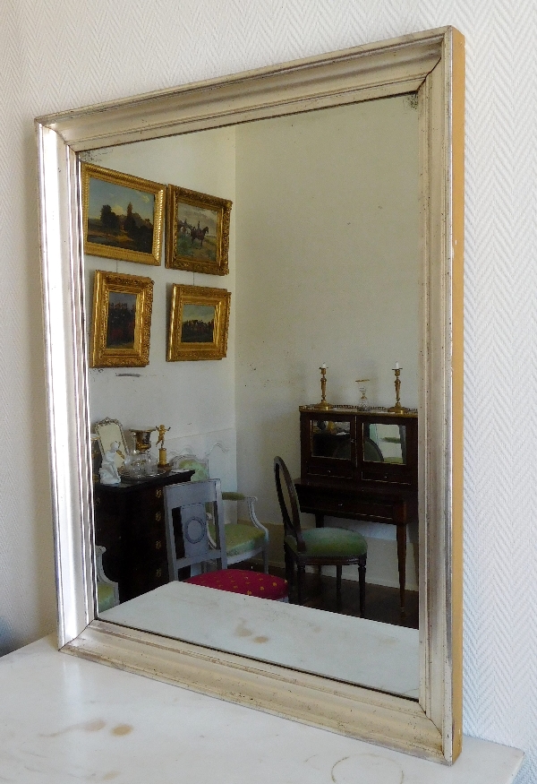 Large mercury glass mirror, silver leaf frame - 112cm x 88cm