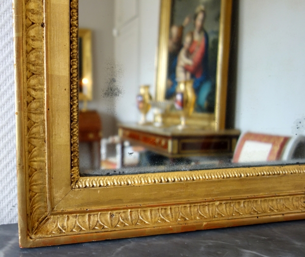 Empire fireplace mirror, gilt wood frame, mercury glass - 129cm x 80cm