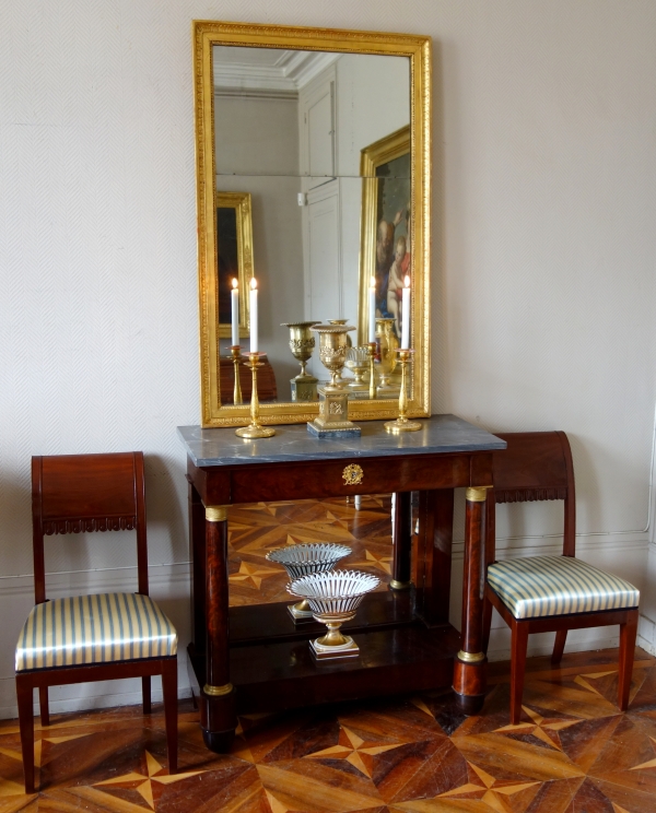 Empire fireplace mirror, gilt wood frame, mercury glass - 129cm x 80cm