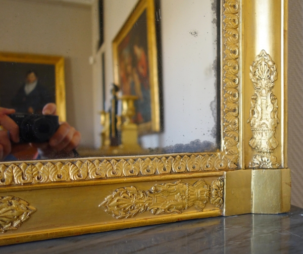 Empire gilt wood mirror, early 19th century, mercury glass - 85.5cm x 102cm