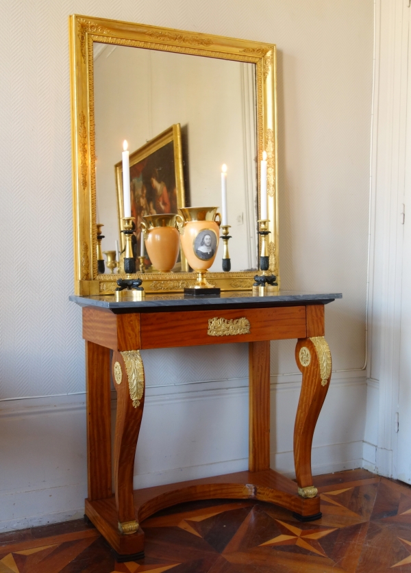 Empire gilt wood mirror, early 19th century, mercury glass - 85.5cm x 102cm