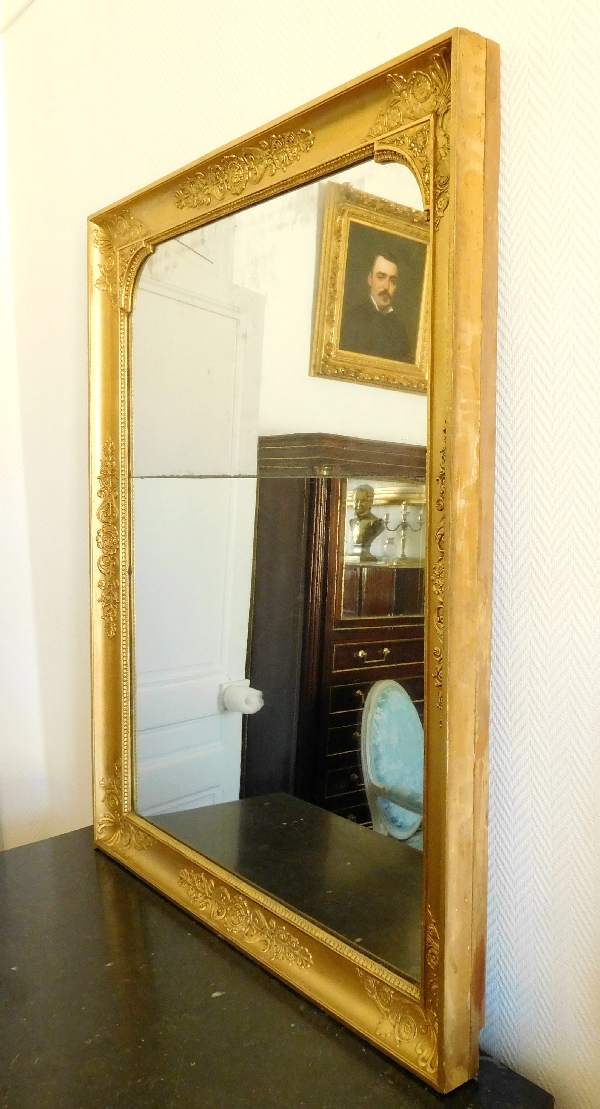 Empire gilt wood mirror, mercury glass, France circa 1820 - 121cm X 96cm