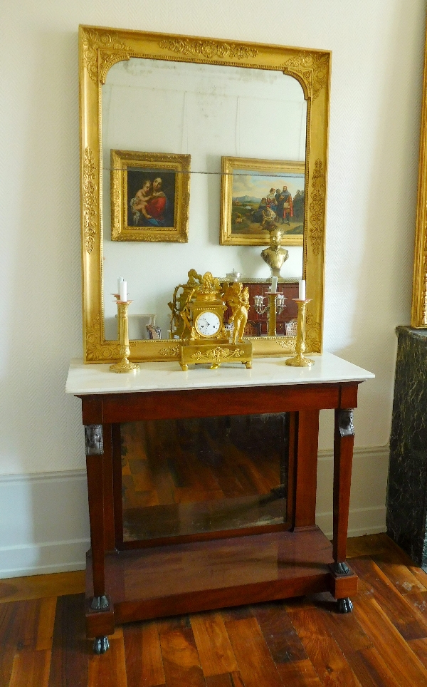 Empire gilt wood mirror, mercury glass, France circa 1820 - 121cm X 96cm