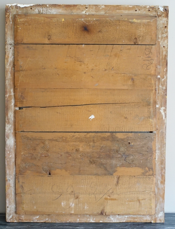 Miroir de cheminée d'époque Empire Restauration, bois doré glace au mercure - 91,5cm x 123cm