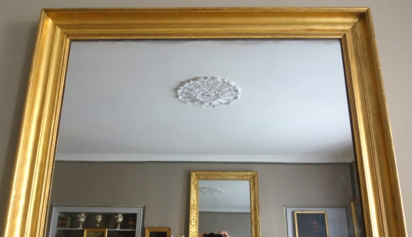 Miroir de cheminée en bois doré à la feuille d'or glace au mercure - 142cm x 97cm