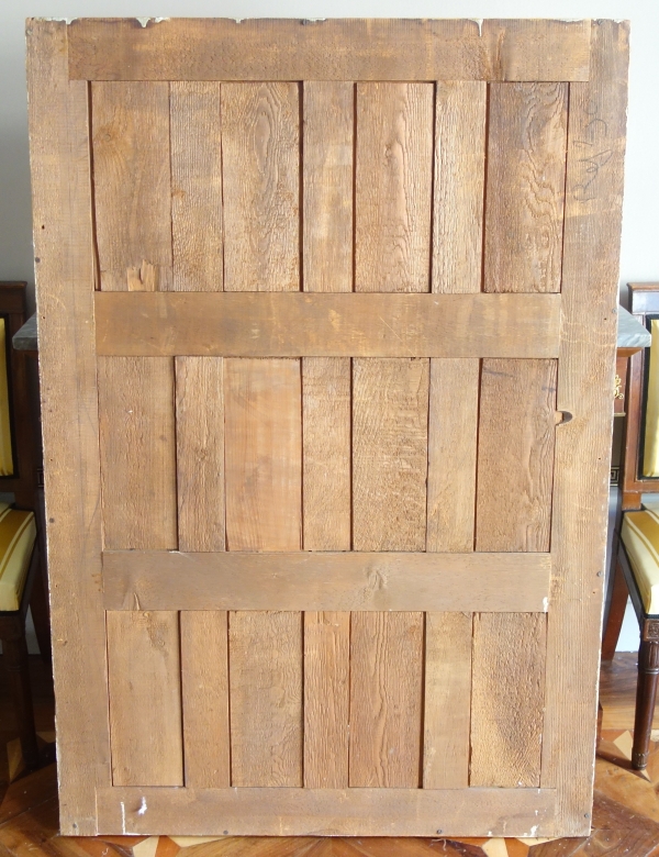 Miroir de cheminée en bois doré à la feuille d'or glace au mercure - 142cm x 97cm