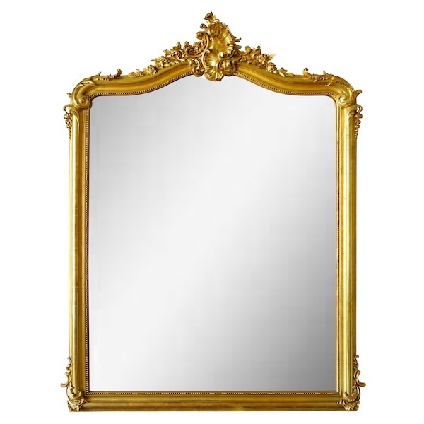 Miroir de cheminée Louis XV en bois doré - fin XIXe siècle - 158cm x 130cm