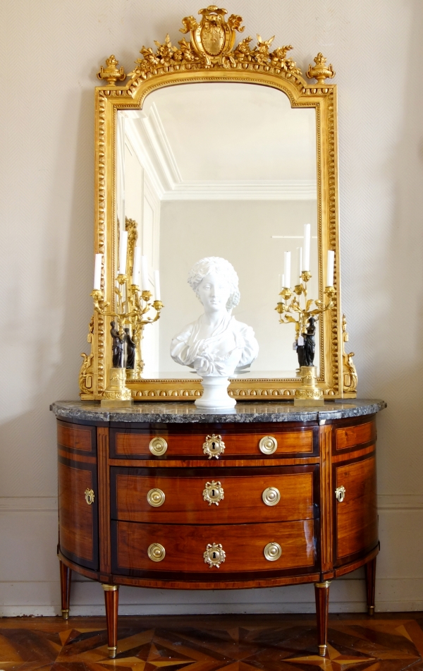 Miroir de cheminée de style Louis XVI en bois doré, époque XIXe siècle vers 1880 - 153cm x 109cm