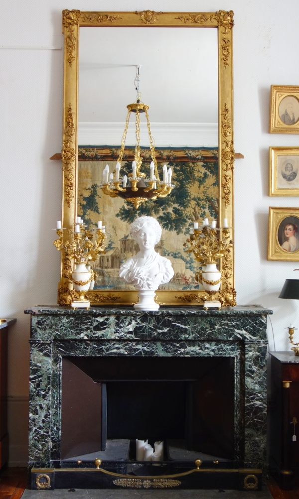 19th century gold leaf gilt wood mirror, Napoleon III period - 106cm x 187cm