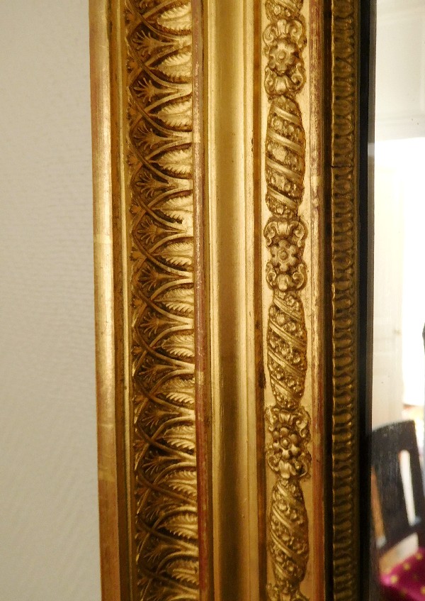 Tall Empire fireplace mirror, gilt wood frame, mercury glass, 91x162cm