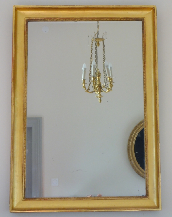 Miroir Empire en bois doré à la feuille d'or, glace au mercure - 81,5cm x 117cm
