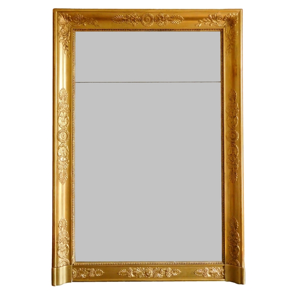 Miroir de cheminée d'époque Empire - Restauration, bois doré, glace au mercure - 134cm x 94,5cm