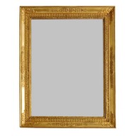 Miroir d'époque Empire, glace au mercure, cadre en bois doré à la feuille d'or - 46cm X 69cm