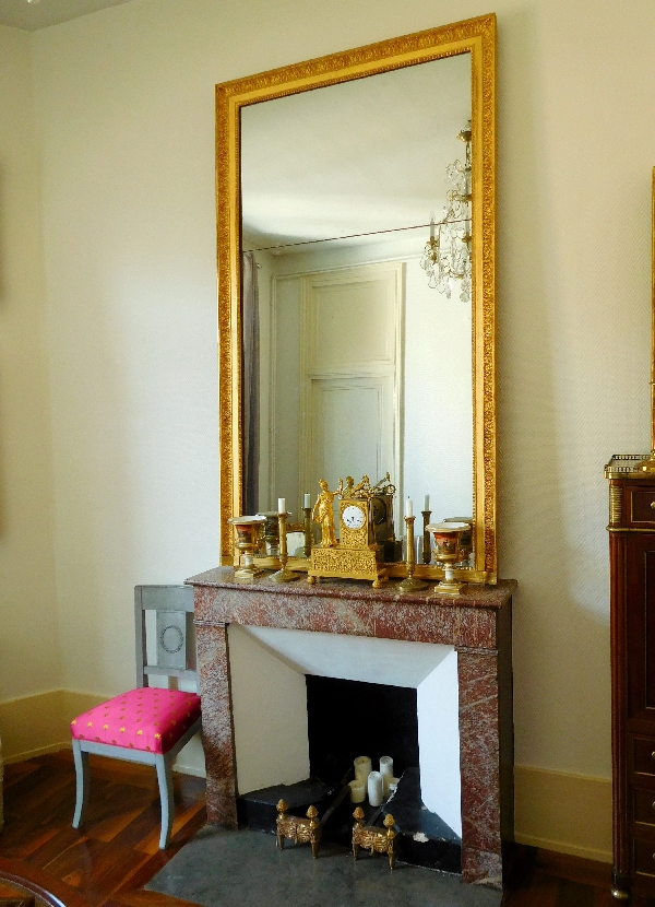 Tall Empire mirror, gilt wood and mercury glass, early 19th century - 197cm