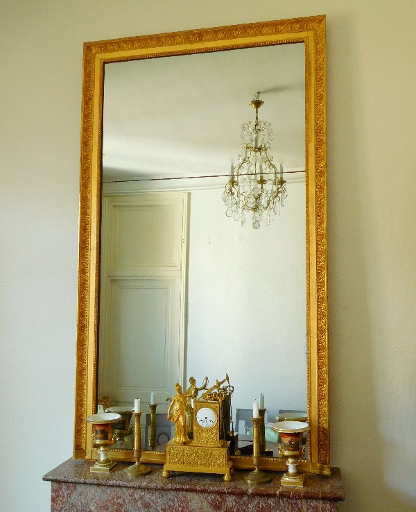 Tall Empire mirror, gilt wood and mercury glass, early 19th century - 197cm