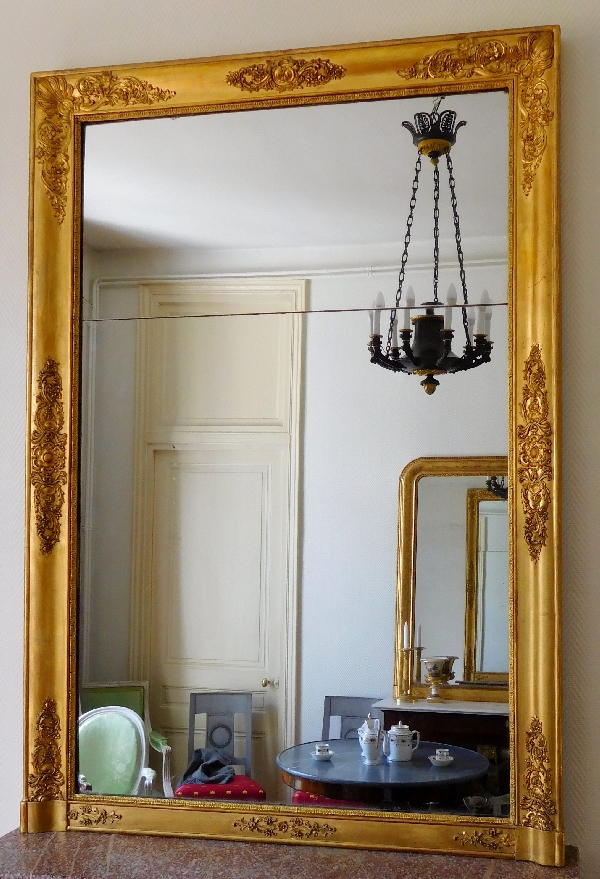 Empire gilt wood mirror, mercury glass, France circa 1840