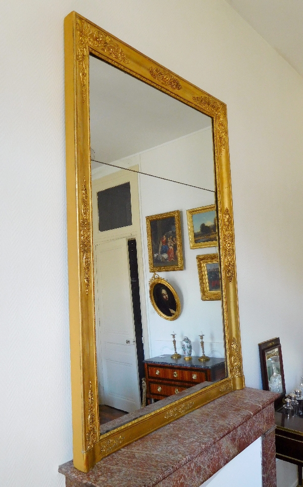 Empire gilt wood mirror, mercury glass, France circa 1840