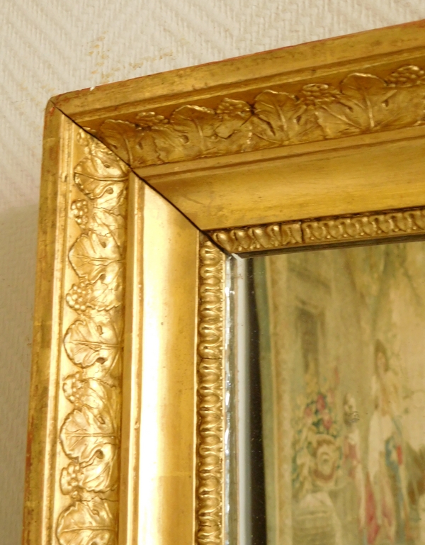 Miroir d'époque Empire, glace au mercure, cadre en bois doré à la feuille d'or - 65cm x 76cm