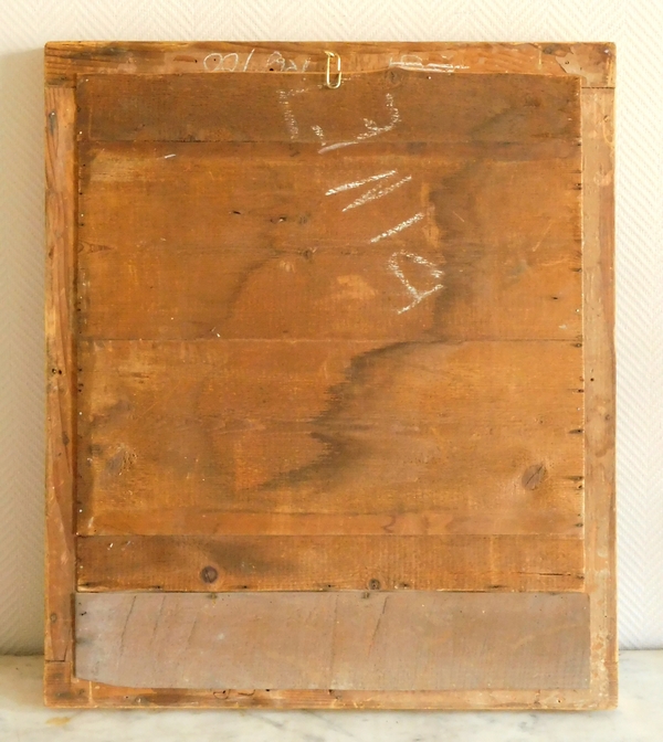 Miroir d'époque Empire, glace au mercure, cadre en bois doré à la feuille d'or - 65cm x 76cm