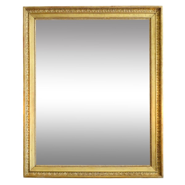 Miroir en bois doré feuille d'or et glace au mercure, époque Empire - 88cm x 72cm