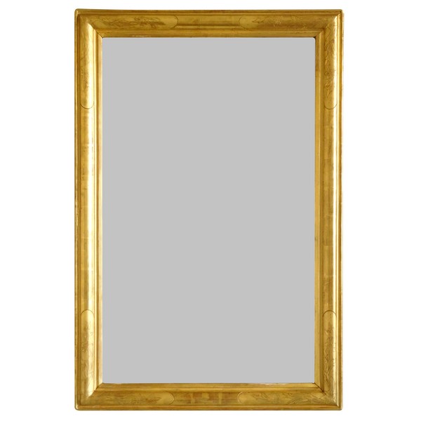 Miroir d'entre deux en bois doré à la feuille d'or, glace au mercure, époque 1840-50 - 63cm x 96cm