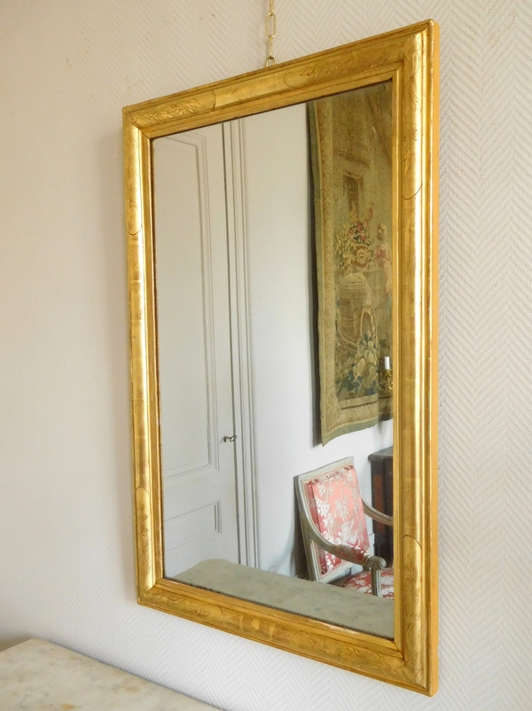 Mid 19th century mirror, gold leaf gilt frame, mercury glass - 63cm x 96cm