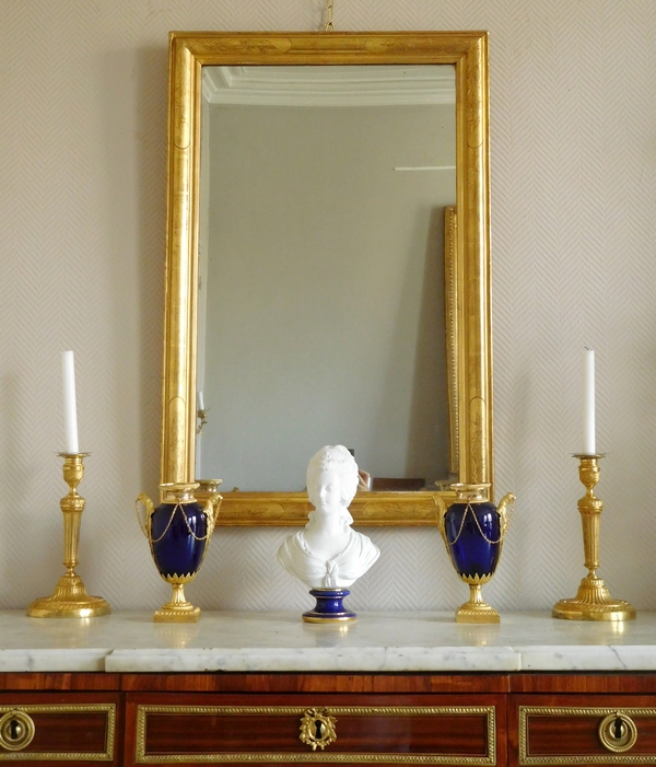 Mid 19th century mirror, gold leaf gilt frame, mercury glass - 63cm x 96cm