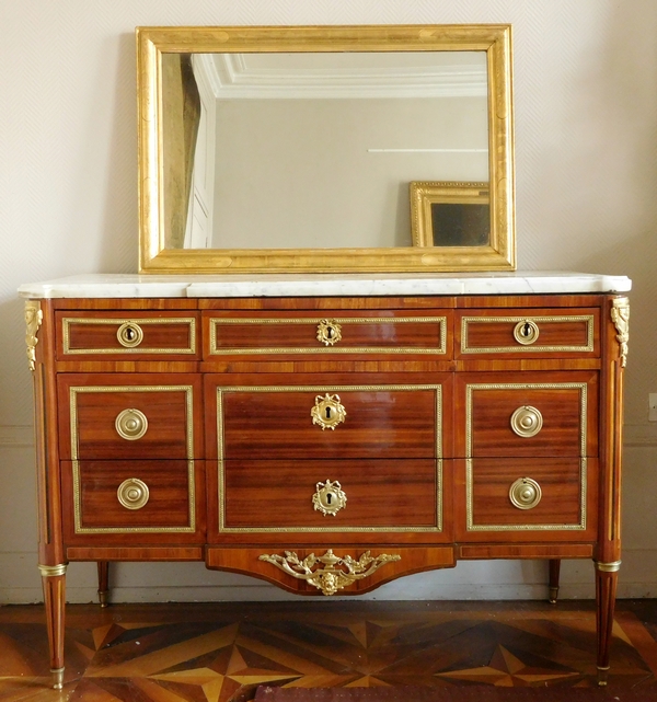 Mid 19th century mirror, gold leaf gilt frame, mercury glass - 63cm x 96cm