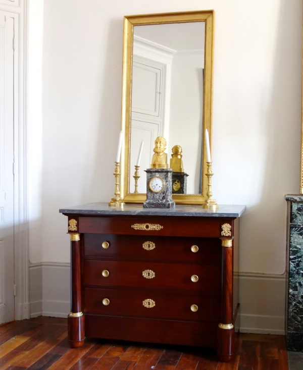 Empire mirror, gold leaf gilt wood, mercury glass, early 19th century