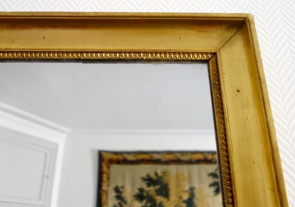 Miroir d'entre deux d'époque Empire Restauration - bois doré à la feuille d'or, glace au mercure