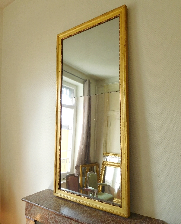 Louis XVI mirror / trumeau, gold leaf gilt wood frame, mercury glass