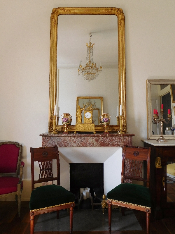 Tall gilt wood mirror, mercury glass, Napoleon III period - mid 19th century