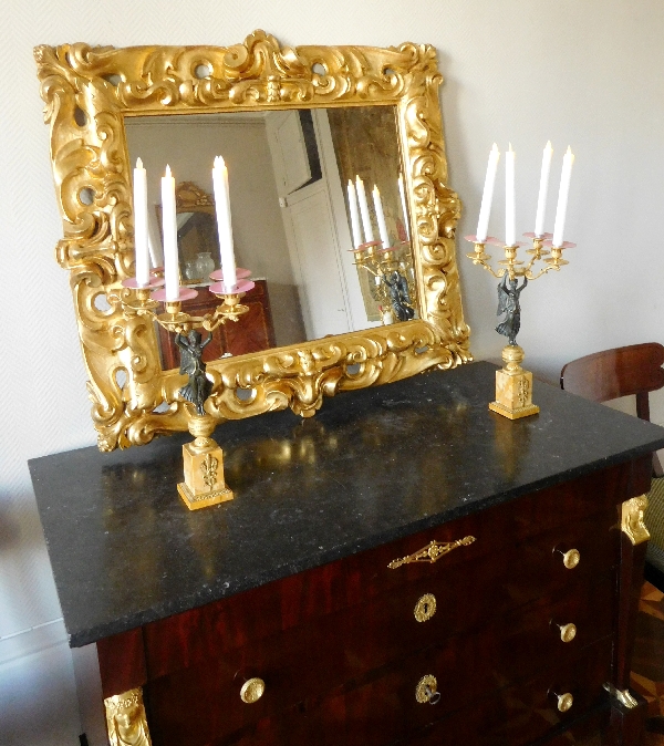 Large Italian mirror, carved and gilt wood - 18th century - 98cm x 105cm