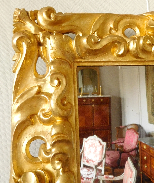 Large Italian mirror, carved and gilt wood - 18th century - 98cm x 105cm