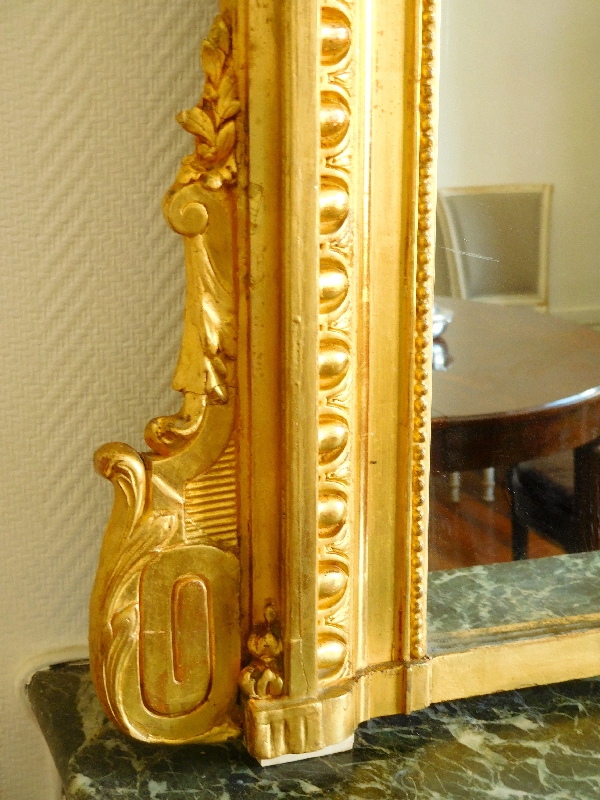 Très grand miroir en bois doré de style Louis XVI vers 1880 - 186cm x 140cm