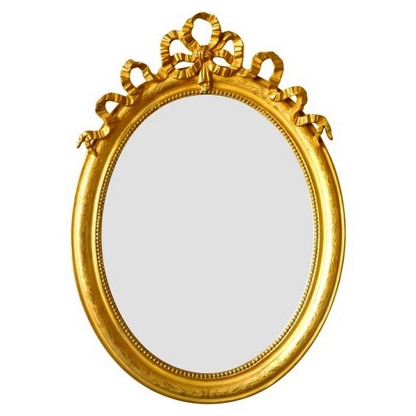 Grand miroir ovale de style Louis XVI, bois doré, glace au mercure - 69,5cm x 103cm