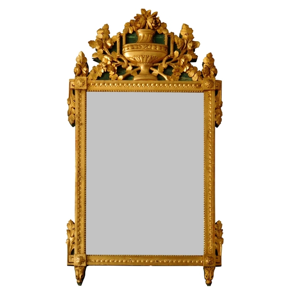 Tall mirror, Louis XVI period (late 18th century), frame gilt with gold leaf