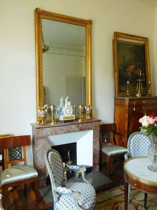 Tall fireplace mirror, gilt wood frame, mercury glass circa 1840, 110cm x 180cm