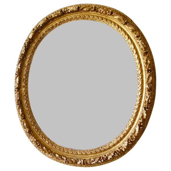 Grand miroir d'époque Louis XIII en bois sculpté et doré, glace au mercure - 109cm x 97cm