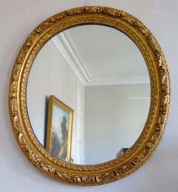 Large Louis XIII sculpted and gilt wood mirror, 17th century, mercury glass - 109cm x 97cm