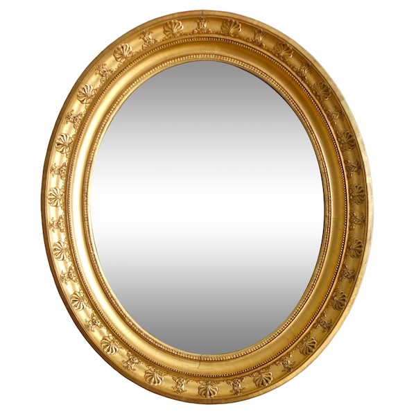 Large Empire mirror, gold leaf gilt wood, mercury glass - 78cm x 65,3cm