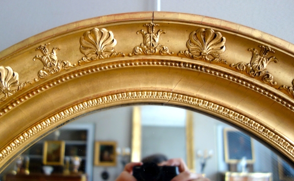 Large Empire mirror, gold leaf gilt wood, mercury glass - 78cm x 65,3cm