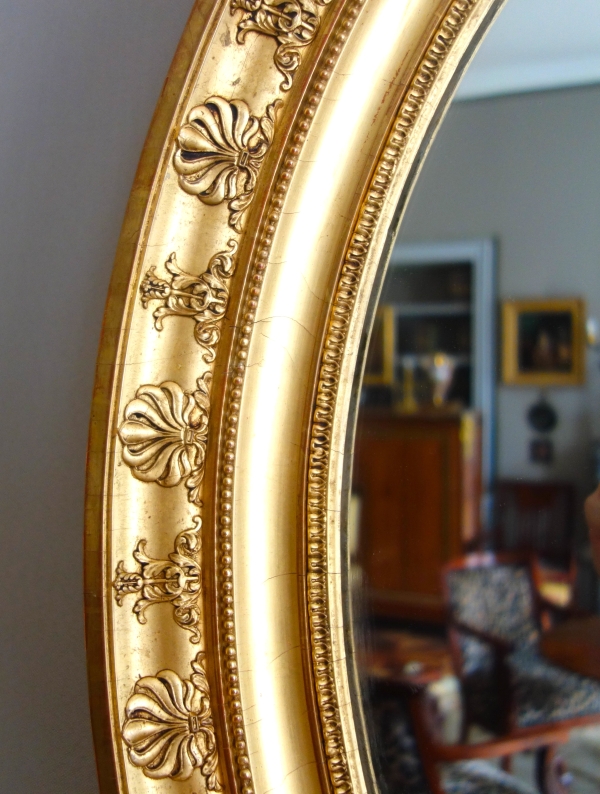 Large Empire mirror, gold leaf gilt wood, mercury glass - 78cm x 65,3cm