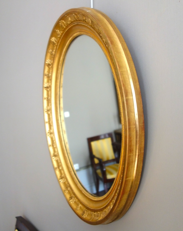 Large Empire mirror, gold leaf gilt wood, mercury glass - 78cm x 65,3cm