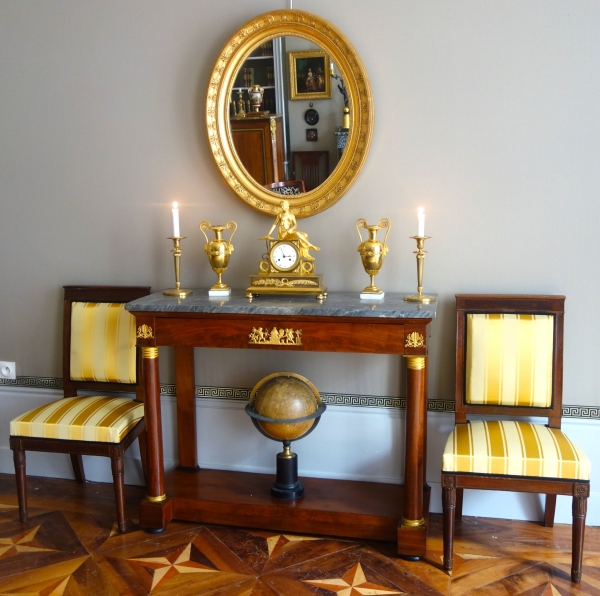 Large Empire mirror, gold leaf gilt wood, mercury glass - 78cm x 65,3cm