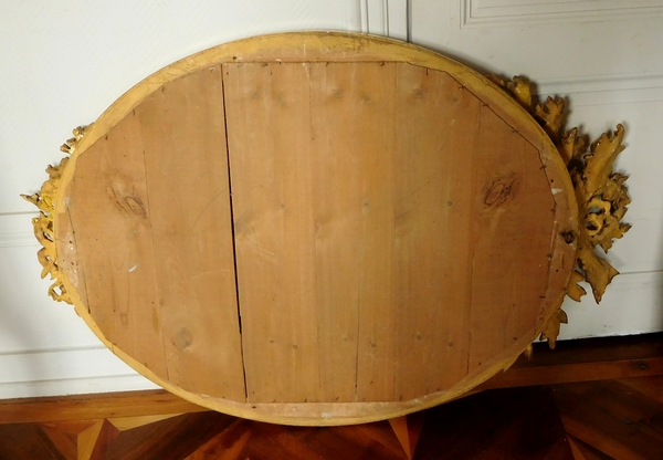 Louis XVI style oval gilt wood mirror, Napoleon III period - 119cm x 79cm